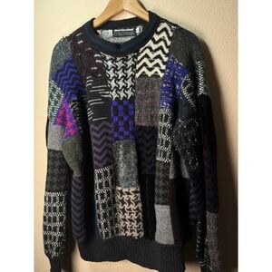Marienbaad Sweater‎ Mens Large Vintage Patchwork Knit Designer Coogi-type